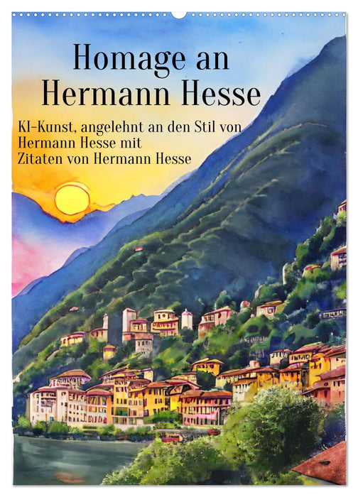 Homage an Hermann Hesse- KI-Kunst angelehnt an den Stil von Hermann Hesse mit Zitaten von Hermann Hesse (CALVENDO Wandkalender 2025)