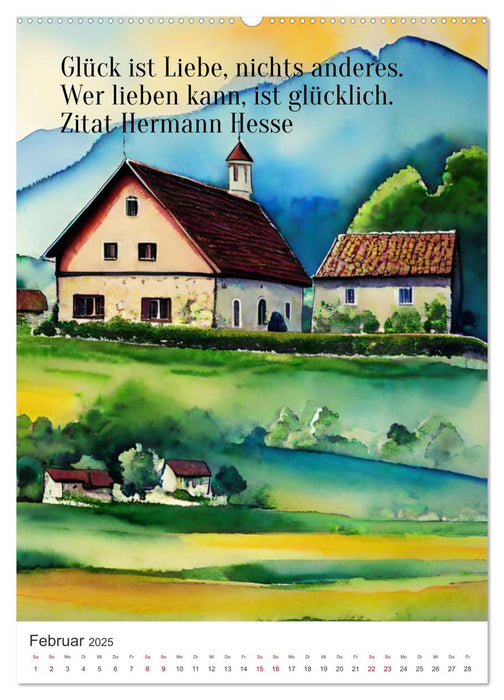Homage an Hermann Hesse- KI-Kunst angelehnt an den Stil von Hermann Hesse mit Zitaten von Hermann Hesse (CALVENDO Wandkalender 2025)