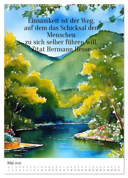 Homage an Hermann Hesse- KI-Kunst angelehnt an den Stil von Hermann Hesse mit Zitaten von Hermann Hesse (CALVENDO Wandkalender 2025)