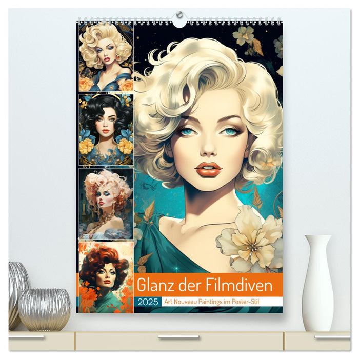 Glanz der Filmdiven. Art Nouveau Paintings im Poster-Stil (CALVENDO Premium Wandkalender 2025)