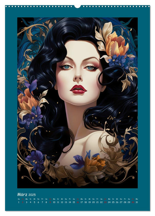 Glanz der Filmdiven. Art Nouveau Paintings im Poster-Stil (CALVENDO Premium Wandkalender 2025)