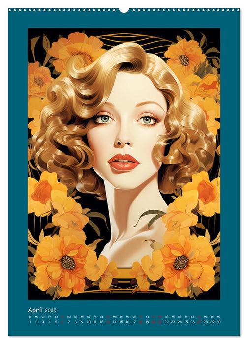 Glanz der Filmdiven. Art Nouveau Paintings im Poster-Stil (CALVENDO Premium Wandkalender 2025)