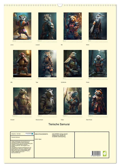 Tierische Samurai (CALVENDO Wandkalender 2025)