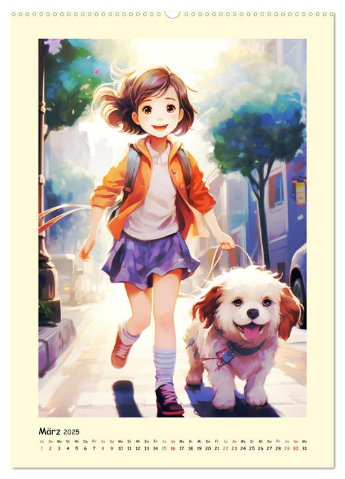 Mädchen. Der Alltag zauberhafter Manga-Girls (CALVENDO Wandkalender 2025)