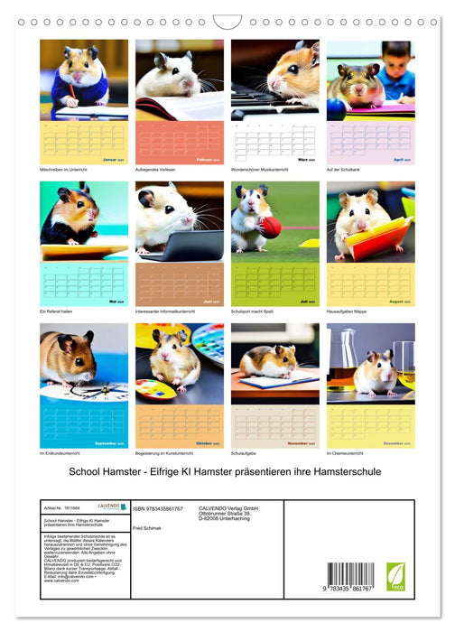 School Hamster - Eifrige KI Hamster präsentieren ihre Hamsterschule (CALVENDO Wandkalender 2025)