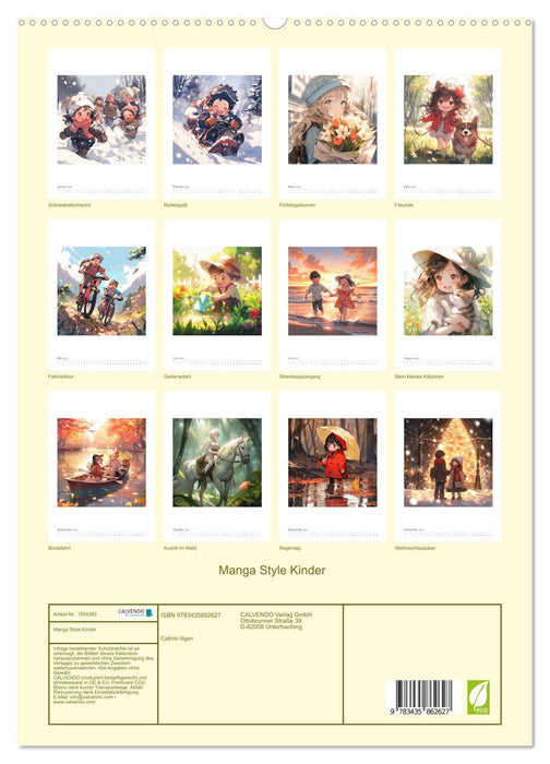 Manga Style Kinder (CALVENDO Premium Wandkalender 2025)