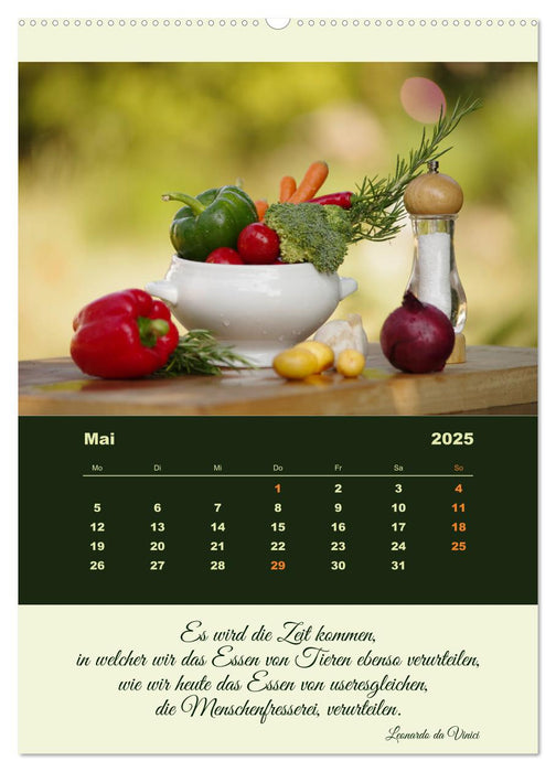 Vegan Ernährt - frisches Gemüse und Obst auf den Tisch (CALVENDO Wandkalender 2025)