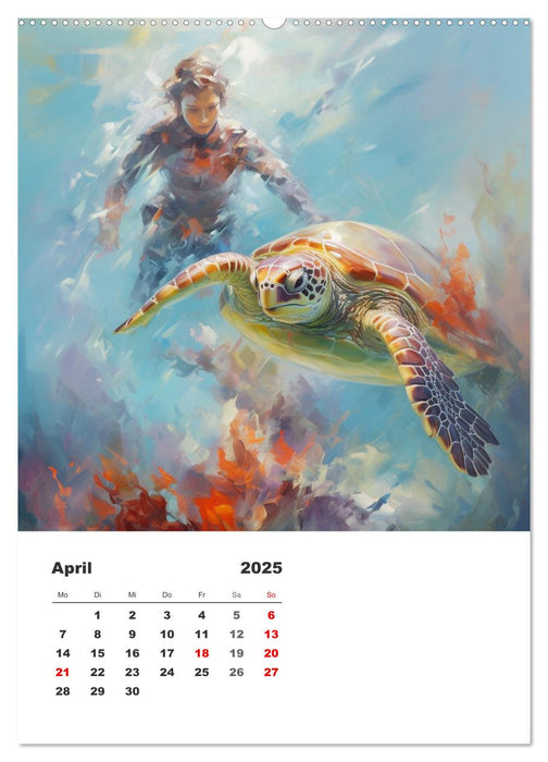 Tauchen im ewigen Blau. Eine Aquarell-Reise in die Tiefen der Meere (CALVENDO Wandkalender 2025)
