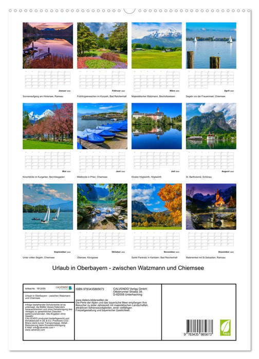 Urlaub in Oberbayern - zwischen Watzmann und Chiemsee (CALVENDO Premium Wandkalender 2025)