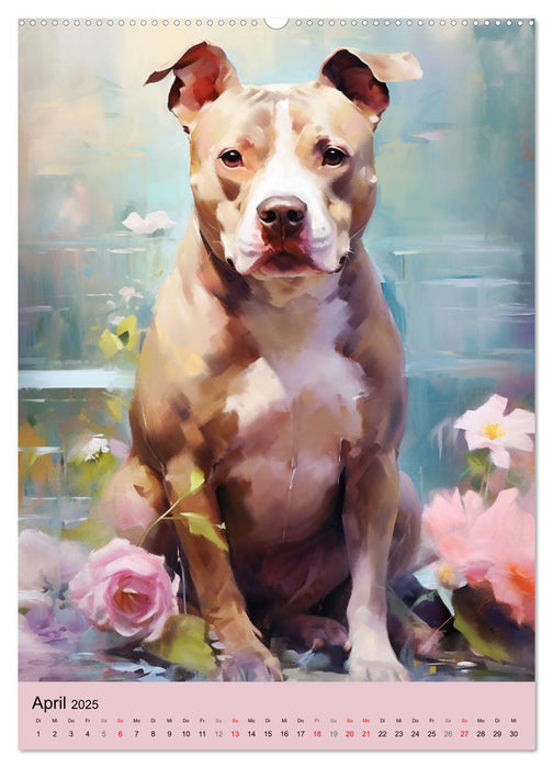Pit Bull Aquarelle. Illustrationen von tollen Hunden (CALVENDO Wandkalender 2025)