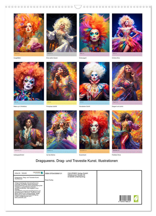 Dragqueens. Drag- und Travestie Kunst. Illustrationen (CALVENDO Wandkalender 2025)