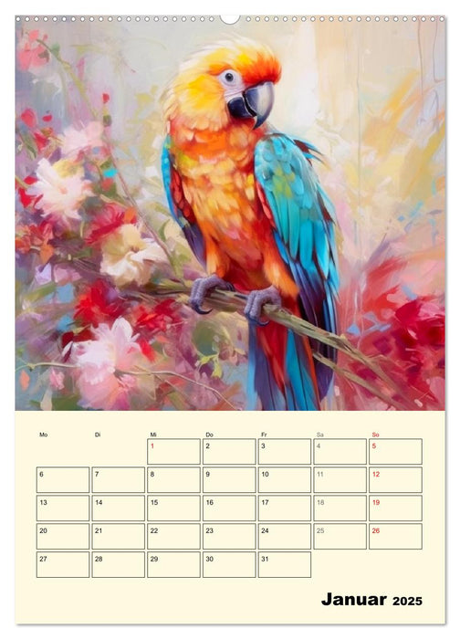 Bunte Vögel. Bezaubernde Papageien-Aquarelle (CALVENDO Wandkalender 2025)