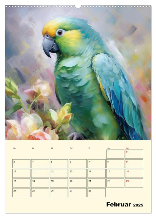 Bunte Vögel. Bezaubernde Papageien-Aquarelle (CALVENDO Wandkalender 2025)