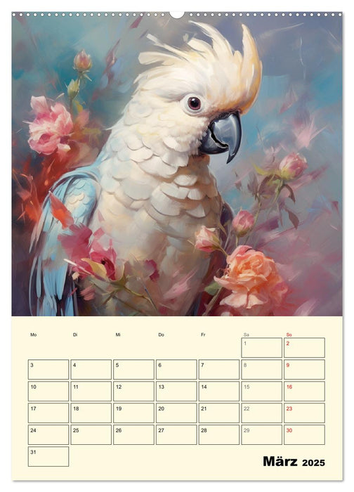 Bunte Vögel. Bezaubernde Papageien-Aquarelle (CALVENDO Wandkalender 2025)