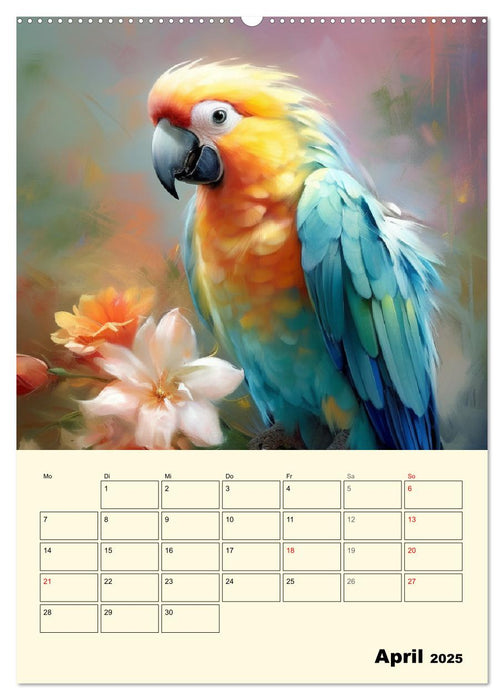 Bunte Vögel. Bezaubernde Papageien-Aquarelle (CALVENDO Wandkalender 2025)