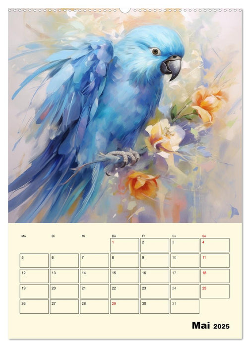 Bunte Vögel. Bezaubernde Papageien-Aquarelle (CALVENDO Wandkalender 2025)