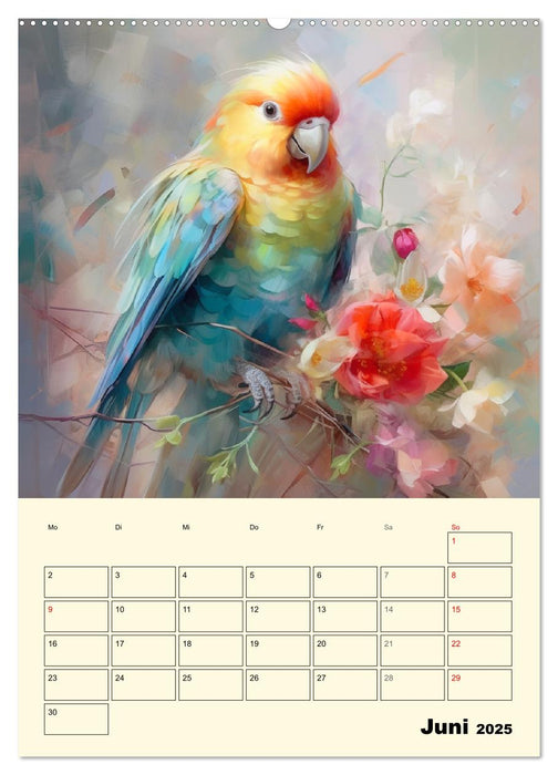 Bunte Vögel. Bezaubernde Papageien-Aquarelle (CALVENDO Wandkalender 2025)