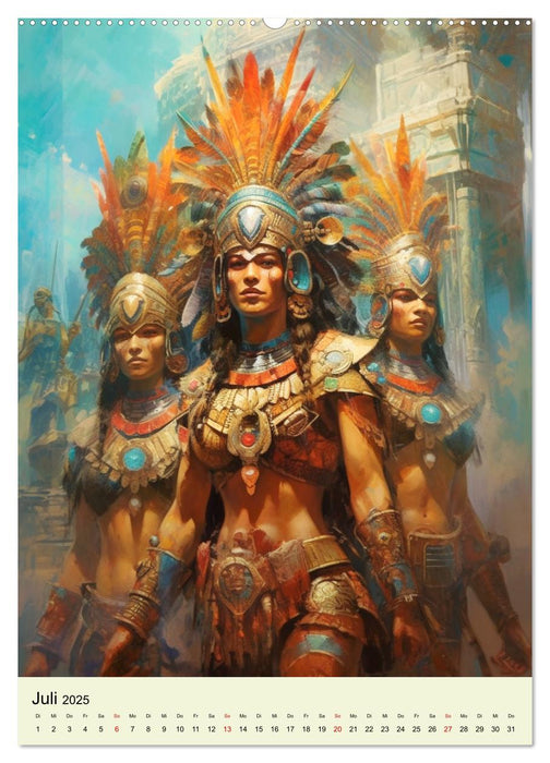 Fantasy-Azteken. Mesoamerikanische Krieger einer Hochkultur (CALVENDO Premium Wandkalender 2025)