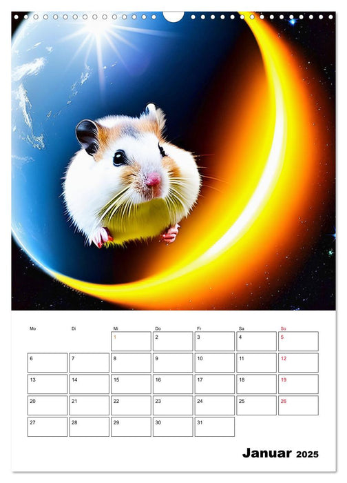 Space Hamster - Mit KI Hamster Astronauten im Weltall (CALVENDO Wandkalender 2025)