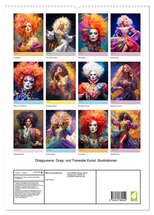 Dragqueens. Drag- und Travestie Kunst. Illustrationen (CALVENDO Premium Wandkalender 2025)