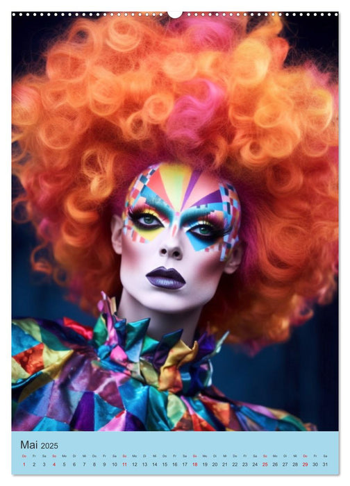 Dragqueens. Drag- und Travestie Kunst. Illustrationen (CALVENDO Premium Wandkalender 2025)