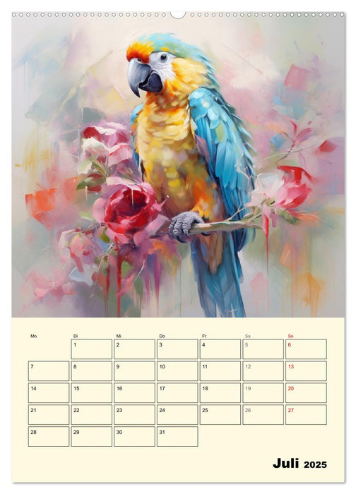 Bunte Vögel. Bezaubernde Papageien-Aquarelle (CALVENDO Premium Wandkalender 2025)