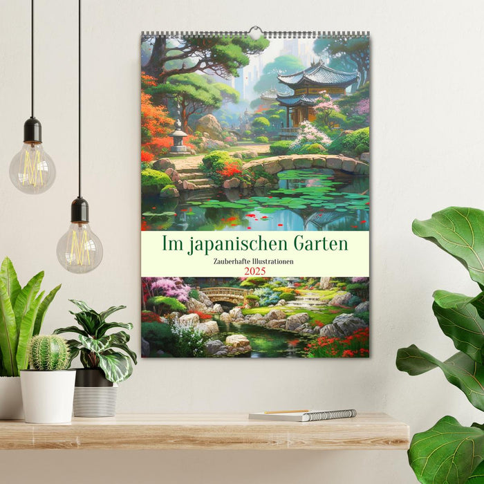 Im japanischen Garten. Zauberhafte Illustrationen (CALVENDO Wandkalender 2025)