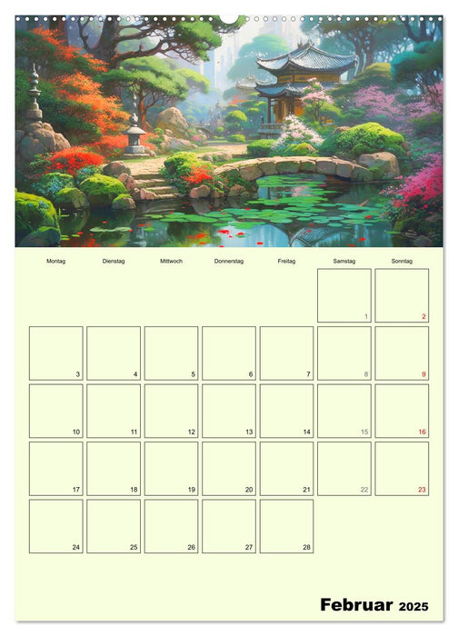 Im japanischen Garten. Zauberhafte Illustrationen (CALVENDO Wandkalender 2025)