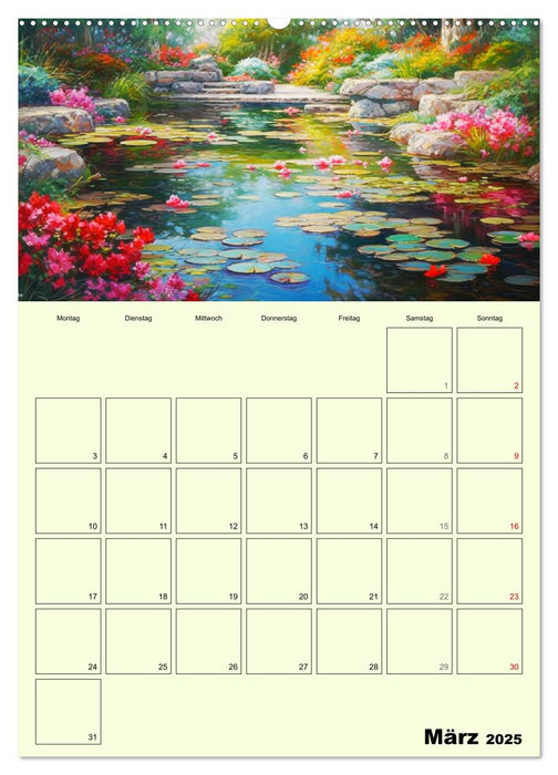 Im japanischen Garten. Zauberhafte Illustrationen (CALVENDO Wandkalender 2025)