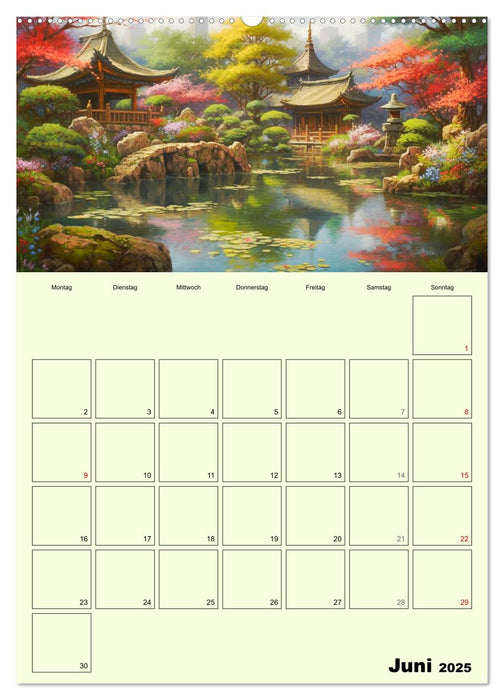 Im japanischen Garten. Zauberhafte Illustrationen (CALVENDO Wandkalender 2025)