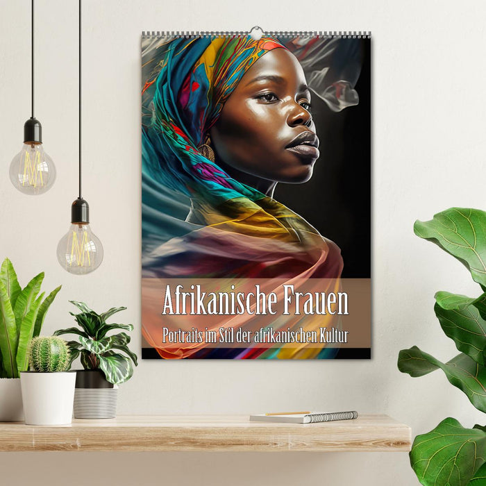 Afrikanische Frauen - Portraits im Stil der afrikanischen Kultur (CALVENDO Wandkalender 2025)