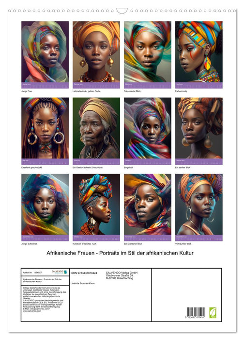 Afrikanische Frauen - Portraits im Stil der afrikanischen Kultur (CALVENDO Wandkalender 2025)