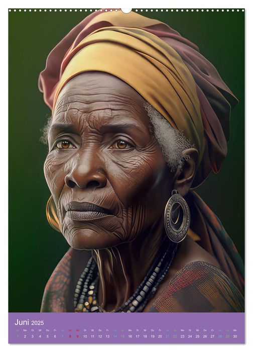 Afrikanische Frauen - Portraits im Stil der afrikanischen Kultur (CALVENDO Wandkalender 2025)