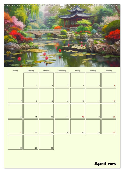 Im japanischen Garten. Zauberhafte Illustrationen (CALVENDO Premium Wandkalender 2025)