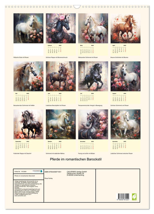 Pferde im romantischen Barockstil (CALVENDO Wandkalender 2025)