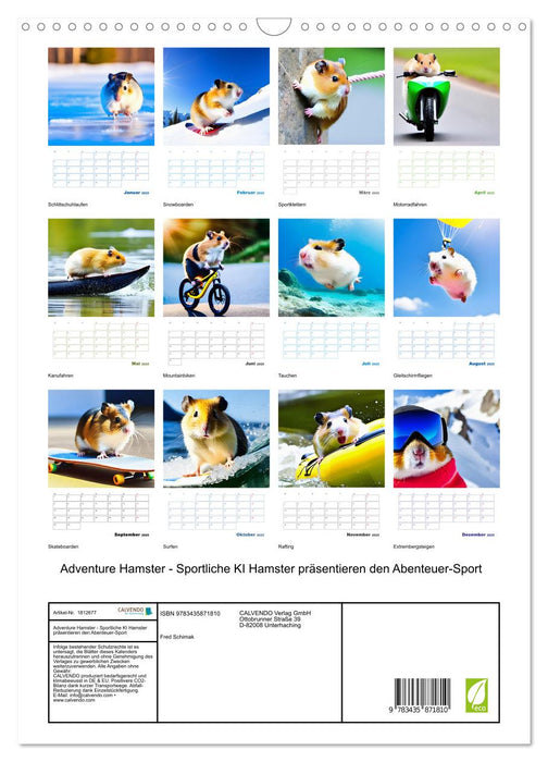 Adventure Hamster - Sportliche KI Hamster präsentieren den Abenteuer-Sport (CALVENDO Wandkalender 2025)