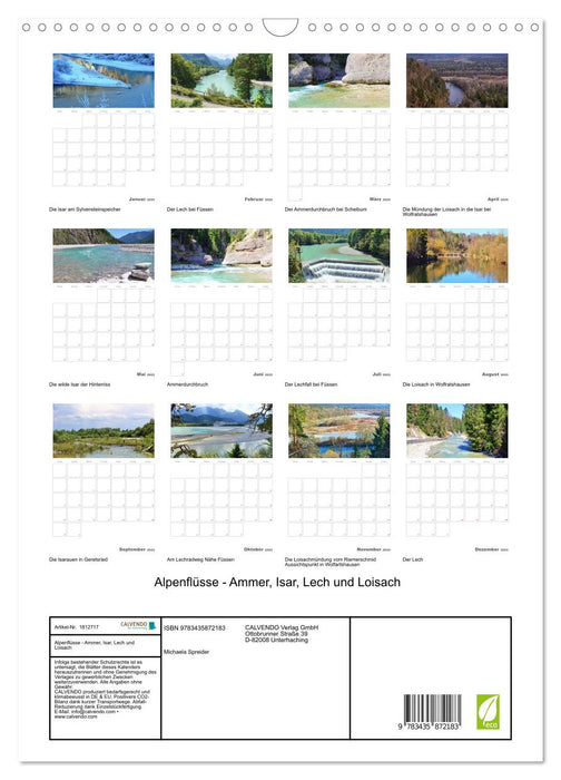 Alpenflüsse - Ammer, Isar, Lech und Loisach (CALVENDO Wandkalender 2025)