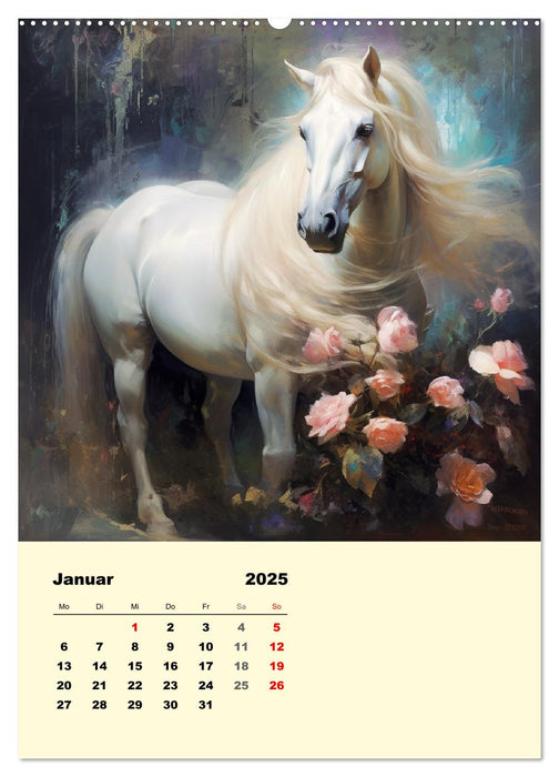 Pferde im romantischen Barockstil (CALVENDO Premium Wandkalender 2025)