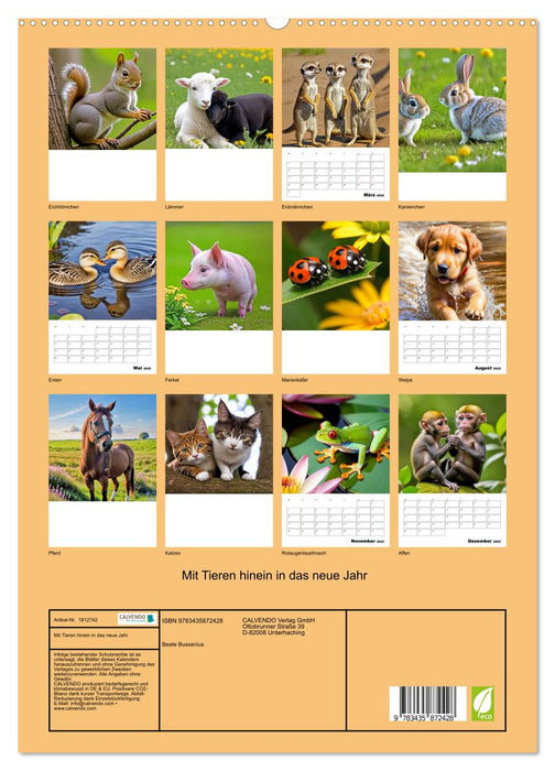 Mit Tieren hinein in das neue Jahr (CALVENDO Premium Wandkalender 2025)