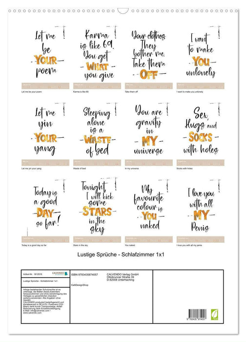 Lustige Sprüche - Schlafzimmer 1x1 (CALVENDO Wandkalender 2025)