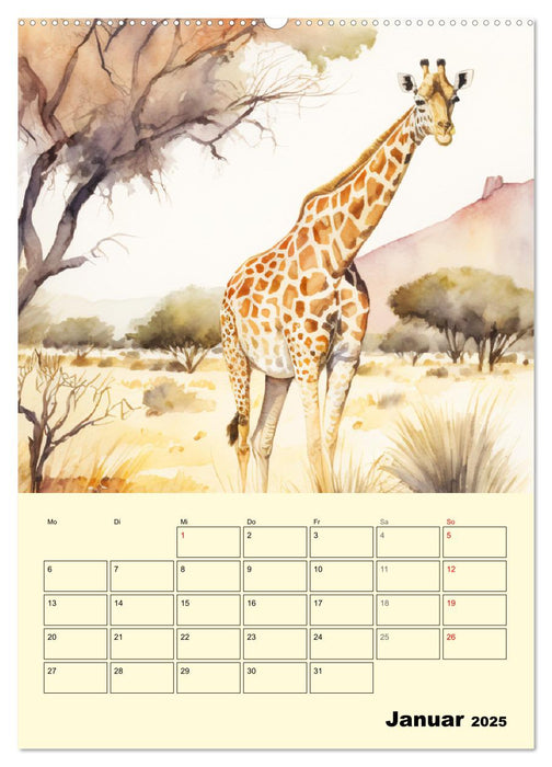 Schöne Aquarelle. Darstellungen von Afrikas Wildtieren (CALVENDO Wandkalender 2025)