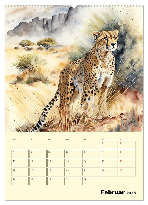 Schöne Aquarelle. Darstellungen von Afrikas Wildtieren (CALVENDO Wandkalender 2025)