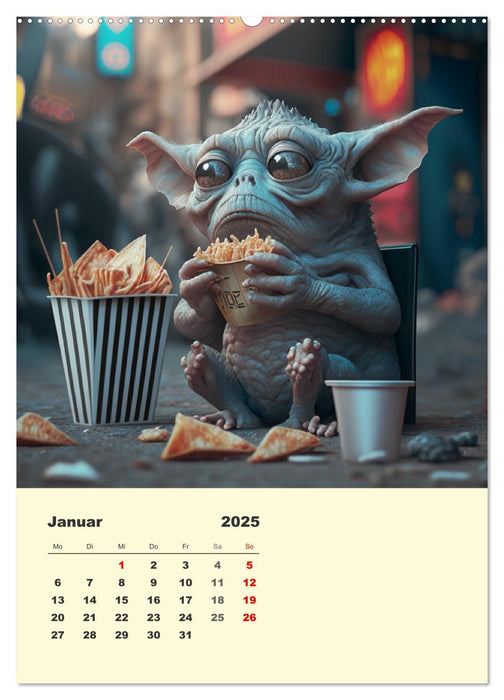 Kleine Gangster. Lustige Monster im Alltag (CALVENDO Wandkalender 2025)