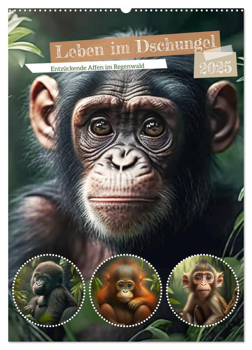 Leben im Dschungel. Entzückende Affen im Regenwald (CALVENDO Wandkalender 2025)