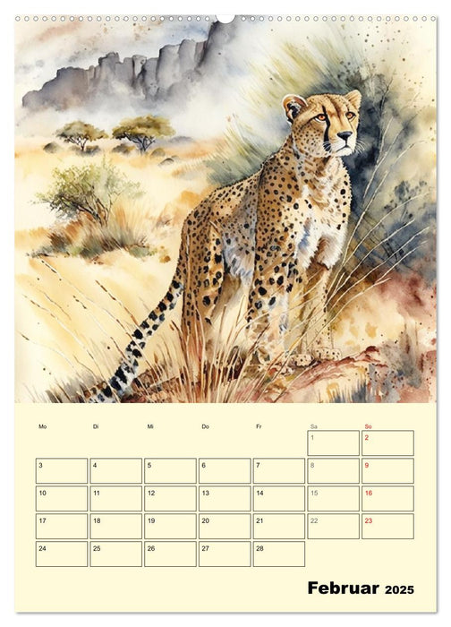 Schöne Aquarelle. Darstellungen von Afrikas Wildtieren (CALVENDO Premium Wandkalender 2025)