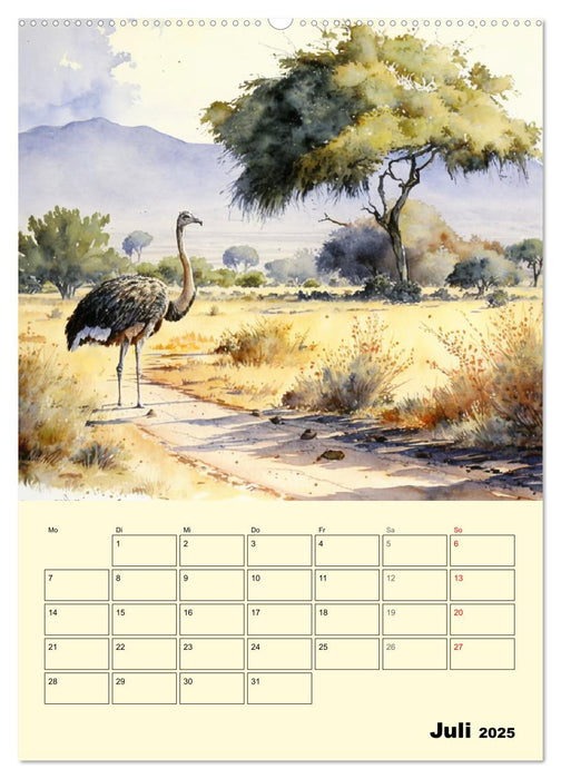 Schöne Aquarelle. Darstellungen von Afrikas Wildtieren (CALVENDO Premium Wandkalender 2025)