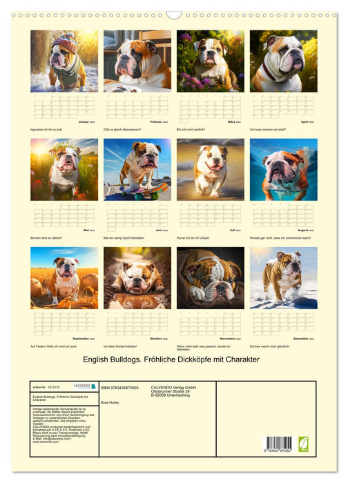 English Bulldogs. Fröhliche Dickköpfe mit Charakter (CALVENDO Wandkalender 2025)