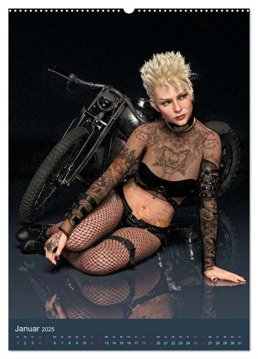 Tattooed Girls and Bikes (CALVENDO Wandkalender 2025)