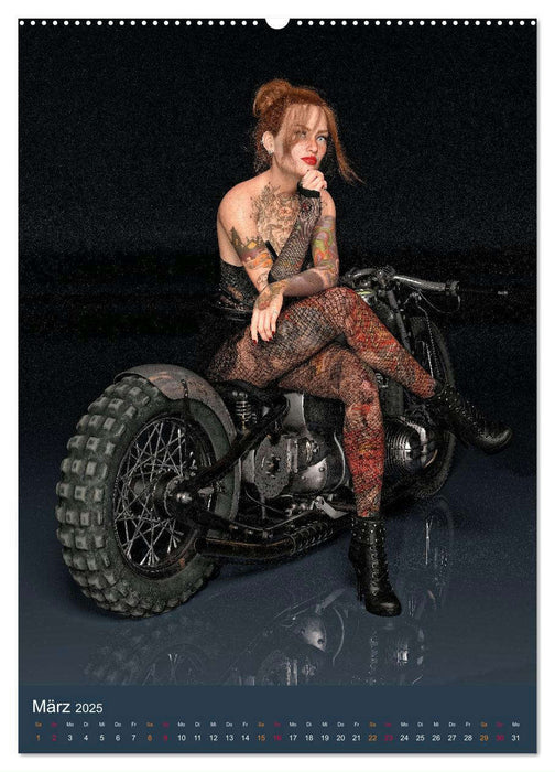 Tattooed Girls and Bikes (CALVENDO Wandkalender 2025)