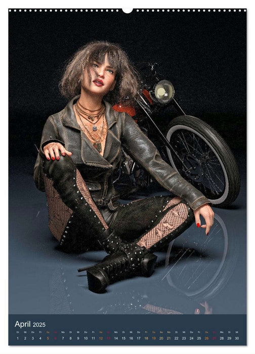 Tattooed Girls and Bikes (CALVENDO Wandkalender 2025)